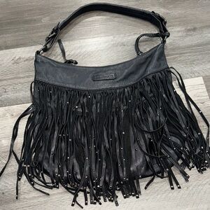 Frye Black Fringe Shoulder Bag